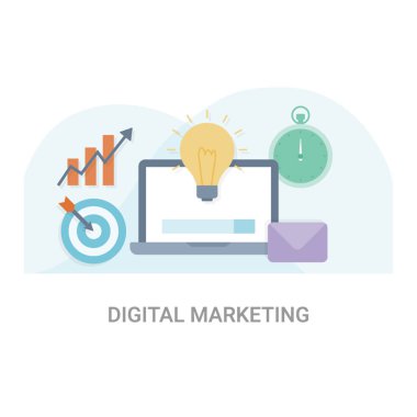 Dijital pazarlama düz vektör illüstrasyon kavramı