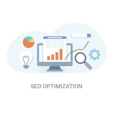 Seo düz vektör illüstrasyon kavramı