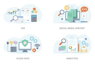 İş ve Finans vektörel çizimler çeşitli oluşan bu düz konsept illüstrasyon paketi. Bu set-ebilmek var olmak kullanılmış içinde grafik tasarımı ve diğer projeler, bu paketi tutun.