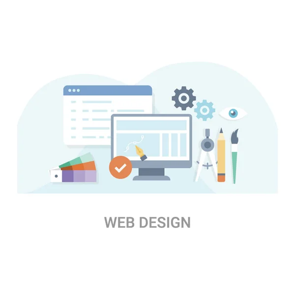 Diseño Web Vector Plano Concepto Ilustración — Archivo Imágenes Vectoriales