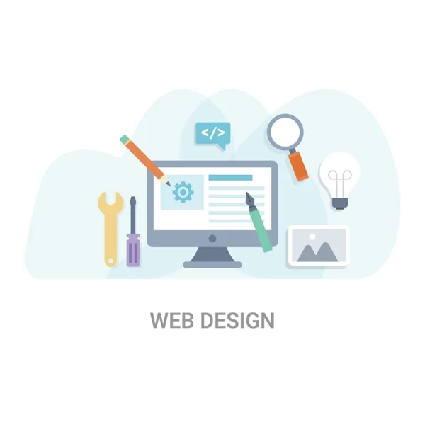 Diseño Web Vector Plano Concepto Ilustración — Archivo Imágenes Vectoriales