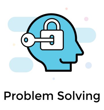 Bir kilit ve anahtar, problem çözme simgesi ile insan kafası