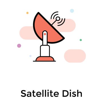 Uzay çanak kavramı, uydu teknolojisi düz simgesi