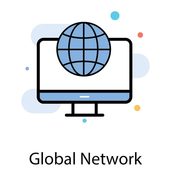 Ícone Plano Rede Global Conceito Comunicação Social —  Vetores de Stock
