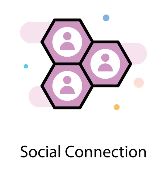 Conexión Social Icono Plano — Vector de stock