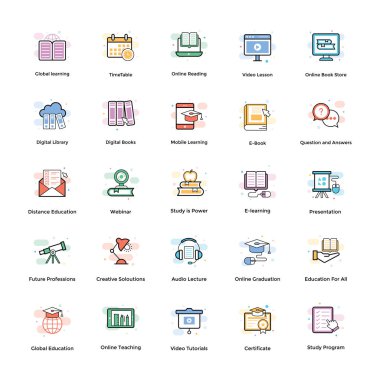 E-Öğrenim simgeler paketi sunuyoruz. Yaratıcı ressam öğeleri için eğitim amaçlı kullanılmak üzere tasarlanmıştır. Bu alterable set ele geçirmek.