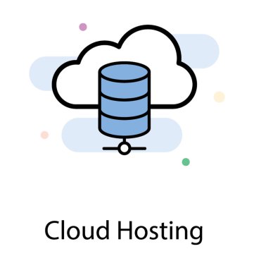 Veritabanı bulut, düz simgesi hosting cloud