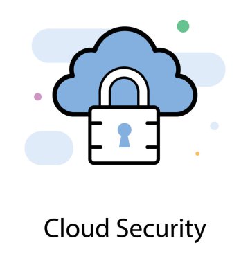 Bulut güvenlik kavramı, bulut ile asma kilit düz simgesi