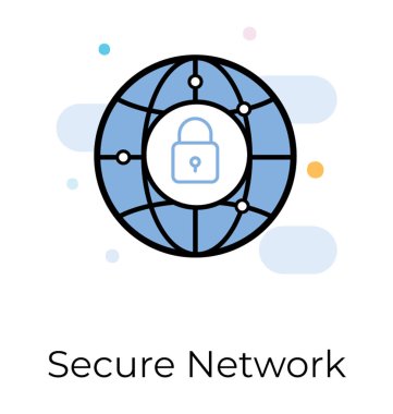 Güvenli ağ simgesini düz vektör tasarımı