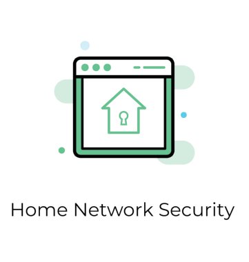 Ev Web sitesi güvenlik simgesinde düz vektör tasarımı