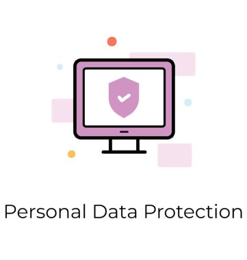 Bilgisayar güvenlik simgesinde düz vektör tasarımı.