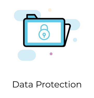 Veri güvenlik simgesi düz vektör tasarımı.