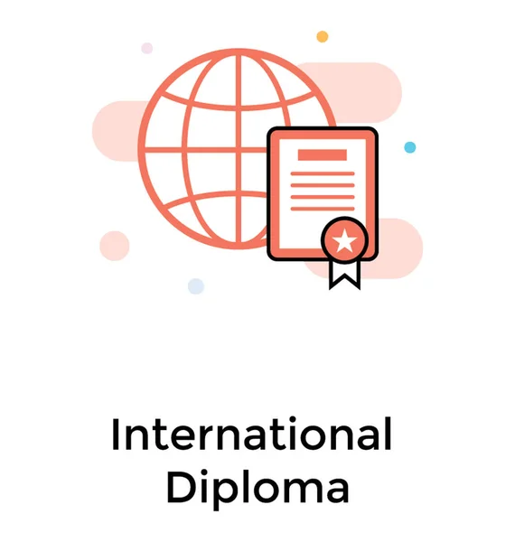 Ícone Certificado Internacional Design Vetorial Plano — Vetor de Stock