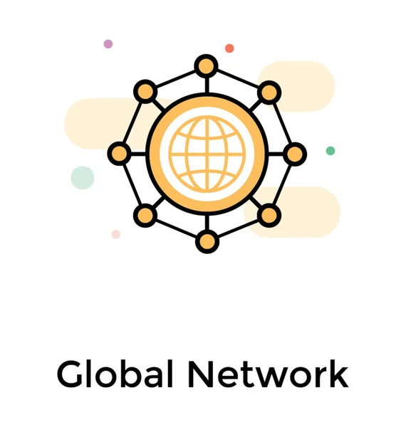 Flat Global Network Isolated White Background — Stock Vector