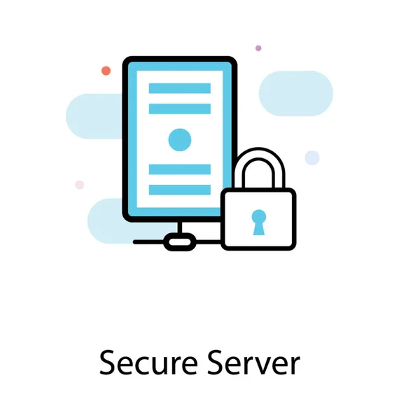 Flaches Symbol Des Sicheren Servers — Stockvektor