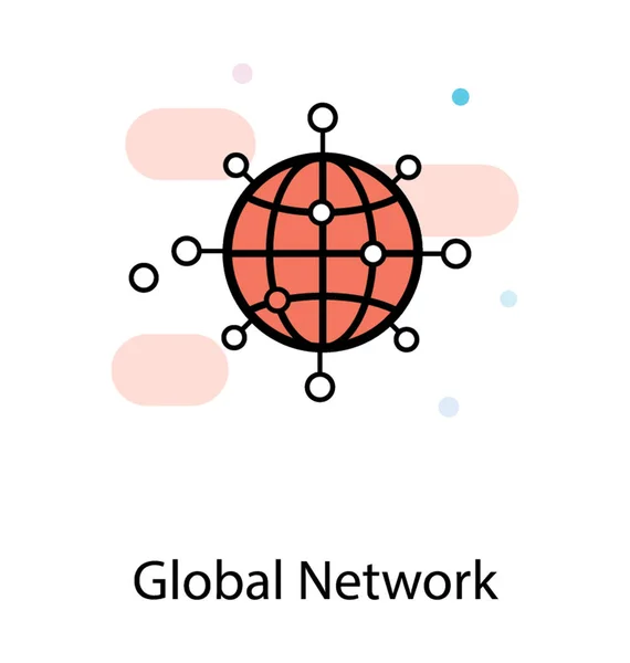 Globo Con Conexiones Icono Plano Red Global — Vector de stock