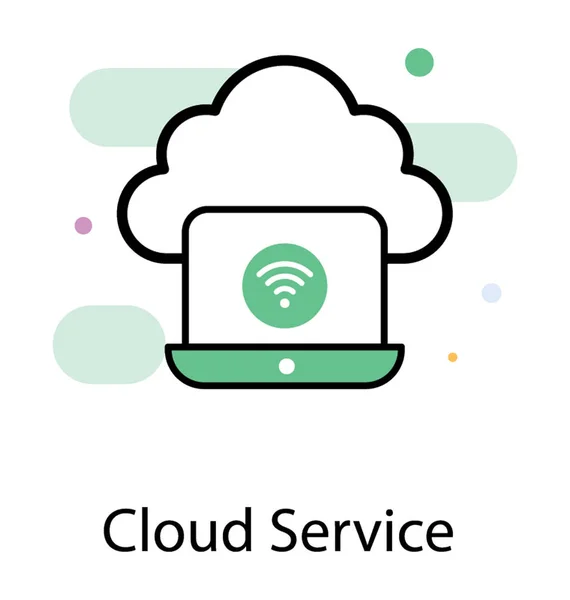 Nube Wifi Icono Plano Denotando Servicios Nube — Vector de stock