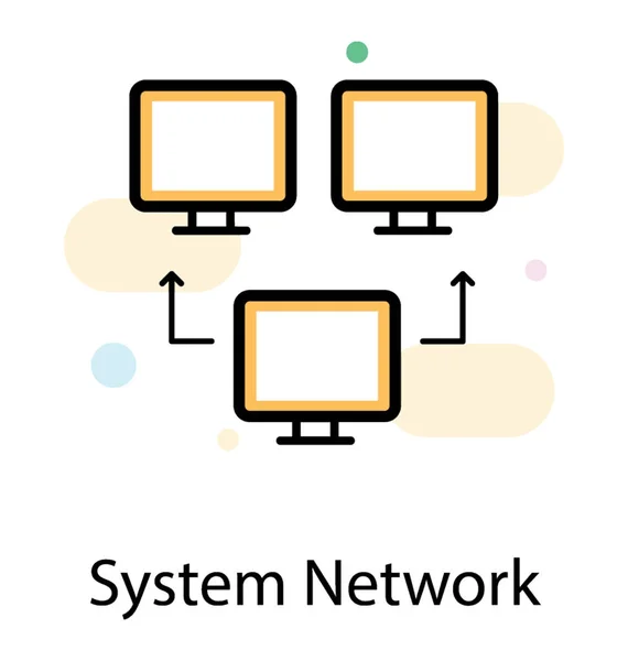 Icono Plano Red Del Sistema — Vector de stock