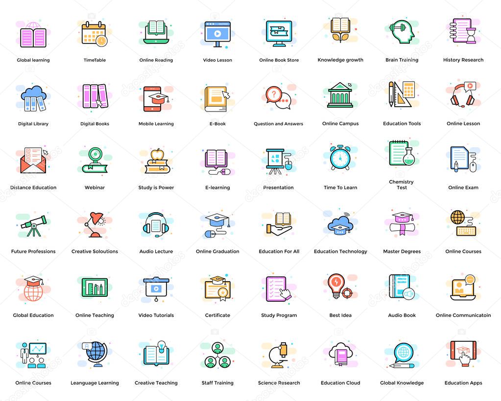 Take a glance at elearning icons pack which is compressed with all the educational, online training and training courses icons and symbols.The set can be adjusted according to your requirement.