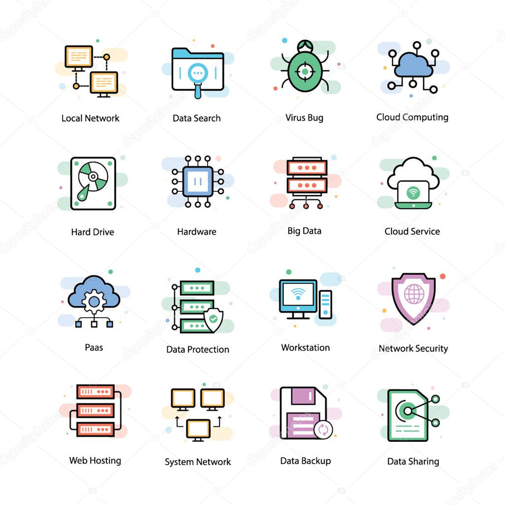Flat icons of vpn and networking in this set is genuinely designed for graphics and designing industry. Editable vectors are for great use. Download now!
