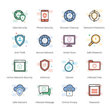 Güvenlik için her şey önemlidir. İşte bir bohça antivirus ve güvenlik vektör tasarım projeleriniz için mükemmel simgeler. Bu paketi al ve ilgili projelerde kullanmak.