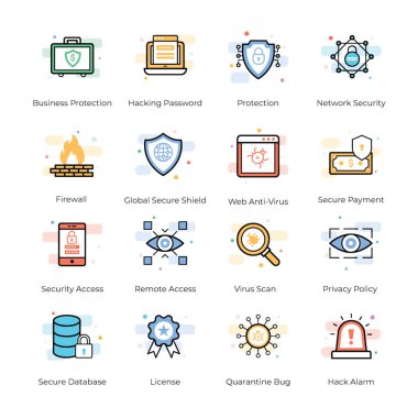 Güvenlik için her şey önemlidir. Bir dizi antivirus ve güvenlik vektör tasarım projeleriniz için mükemmel simgeleri burada. Bu paketi al ve ilgili projelerde kullanmak.