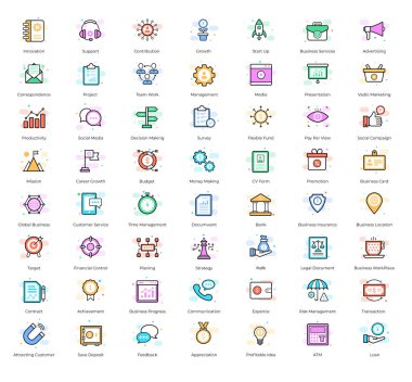 Look at this innovative set of crowdfunding and business icons pack, designed exclusively for business and industry related projects. Flat icons can easily be modified as per use. Hope you will like it.  clipart