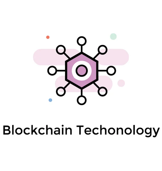 Blockchain Technologie Ikone Flachen Vektor — Stockvektor