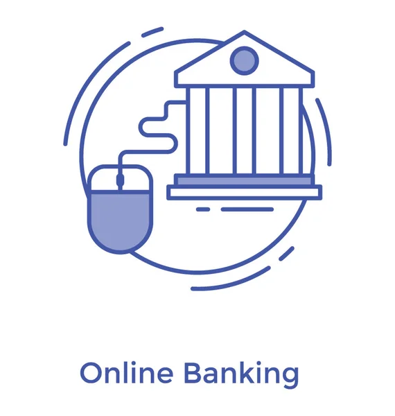 Myš Spojená Budovou Ikona Online Bankovnictví — Stockový vektor