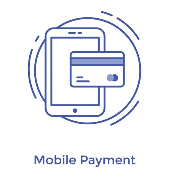Mobil Mit Kreditkarte Mobil Bezahlsymbol — Stockvektor