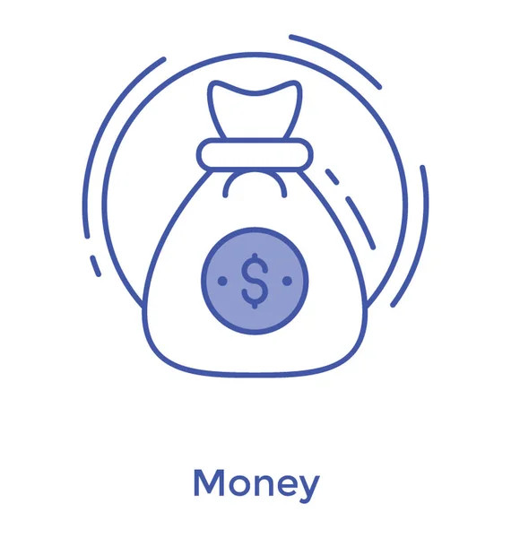 Τσάντα Δολάριο Εικονίδιο Σακί Χρήματα Γραμμή Διανυσματικό Σχεδιασμό — Διανυσματικό Αρχείο
