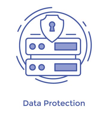 Satır tasarımında veri sunucusu koruma simgesi.