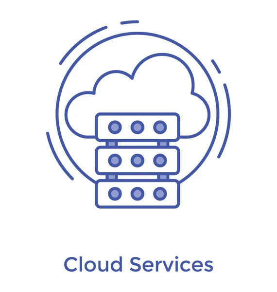 Icono Del Servidor Cloud Diseño Línea — Vector de stock