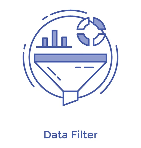 Data Filter Icon Line Vector Design — Stock Vector