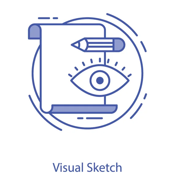Icono Dibujo Visual Diseño Línea — Vector de stock