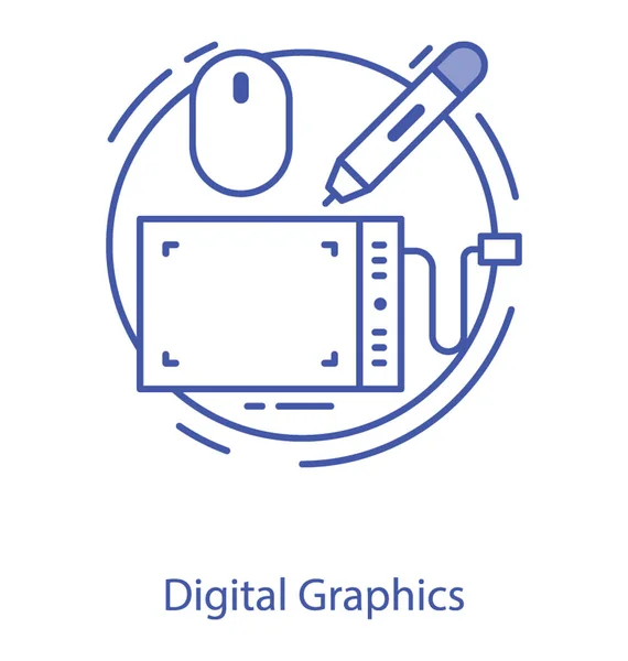 Diseño Vector Línea Tableta Gráfica — Vector de stock