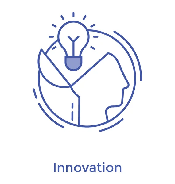 Lâmpada Mente Ícone Inovação Design Linha — Vetor de Stock