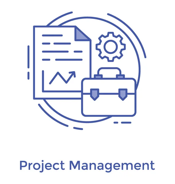 Project Management Icon Line Design — Stock Vector