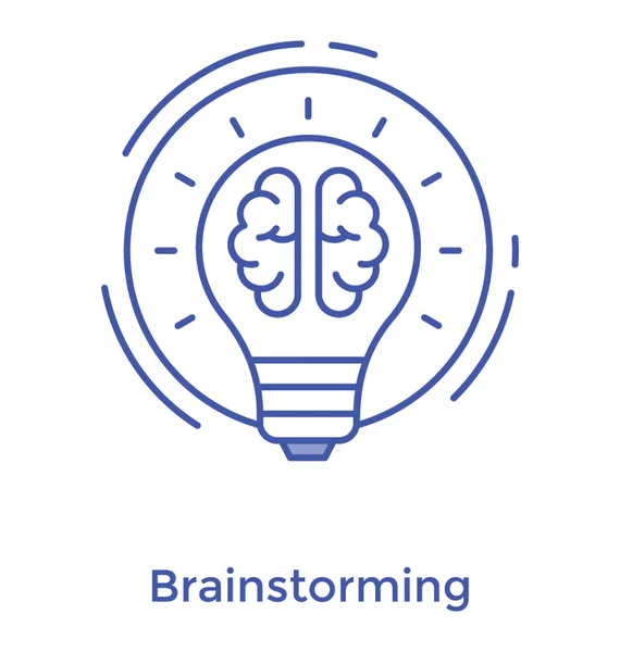 Розум Лампочці Піктограма Мозкового Штурму Дизайні Лінії — стоковий вектор