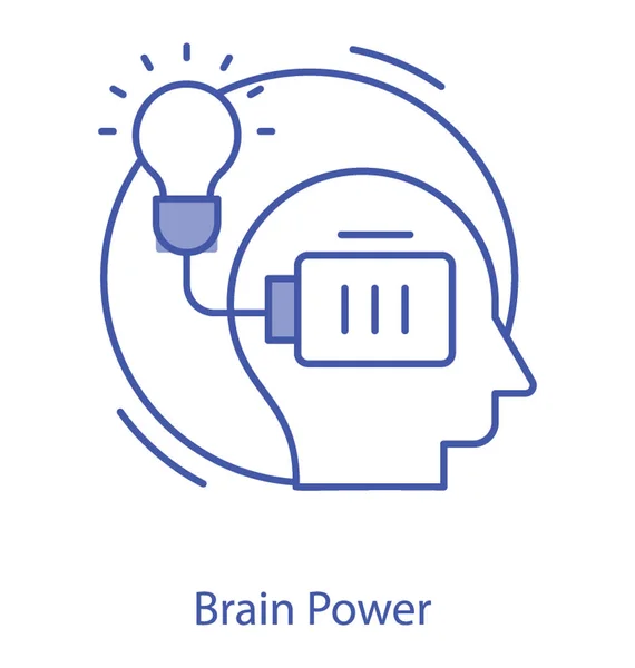 Żarówka Ludzkiego Umysłu Mózgu W³Adza Ikona — Wektor stockowy