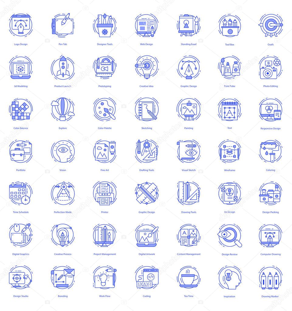 Line vectors in web design icons set are relatable to design, artwork and drawing equipments needed to be used in assignments, projects and other projects of designing. Hope you will find it helpful in related niches.