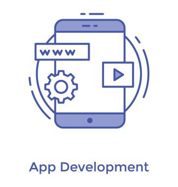 Beyaz arka plan üzerinde izole mobil geliştirme simgesi