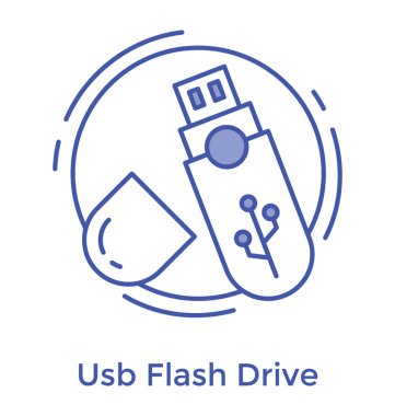 USB simgesi, düz vektör 