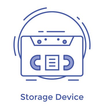 Çizgi tasarımında kaset simgesi 