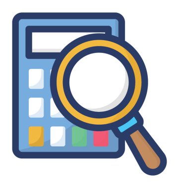 Düz tasarım muhasebe arama simgesi vektör