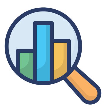 Büyüteç altında BarChart, istatistiksel analiz simgesi