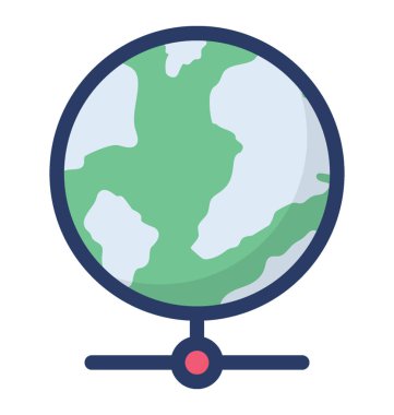 Küresel ağ simgesi, düz stil vektör