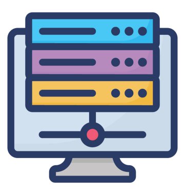 Düz tasarım çevrimiçi veri sunucusu simge vektörü