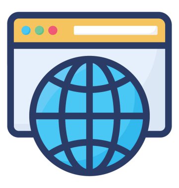 Uluslararası web sitesi simgesi, düz vektör