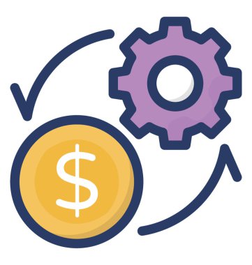 Düz tasarım mali akış ayarları simgesi